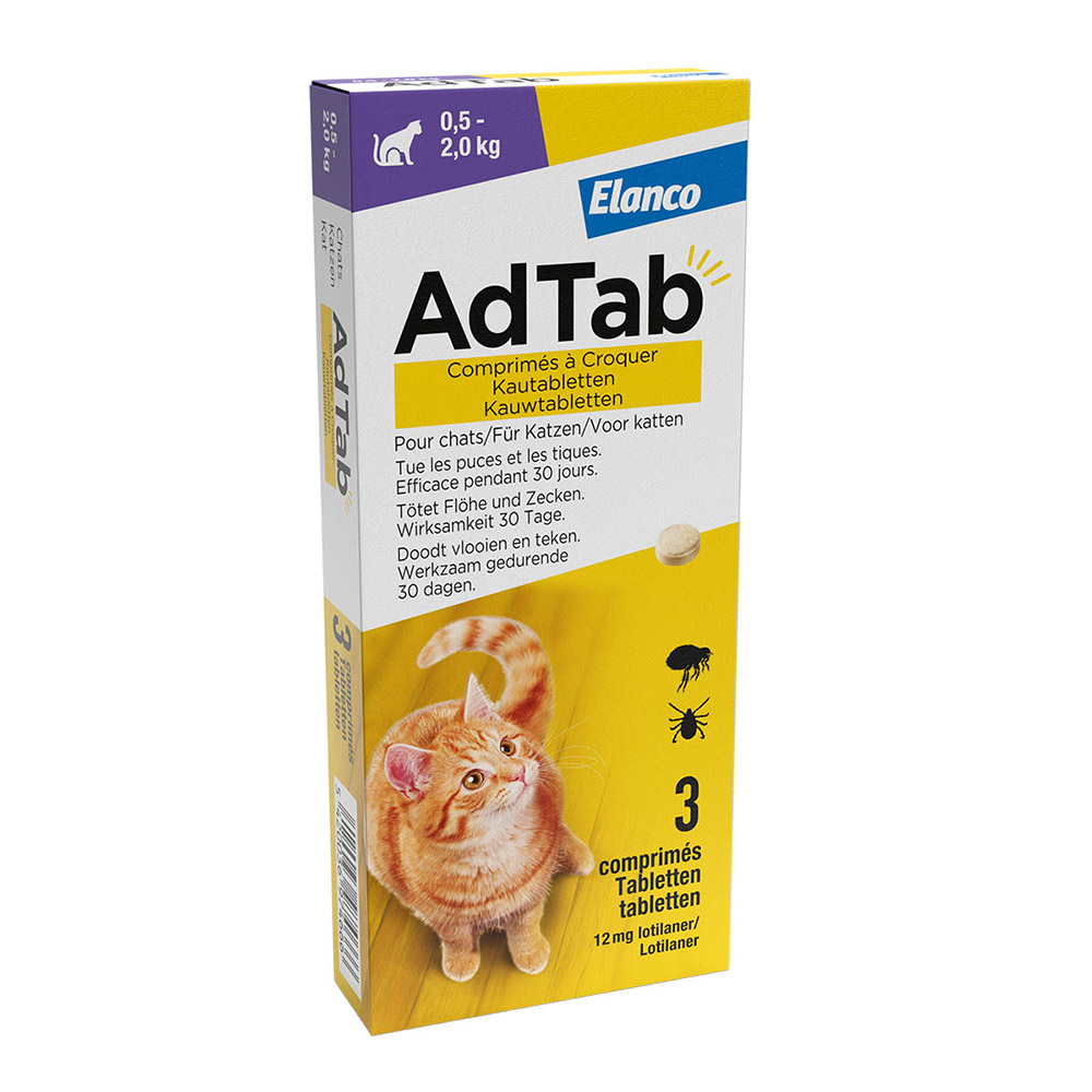 Adtab Comprim S Anti Puces Et Anti Tiques Pour Chat Elanco Direct Vet